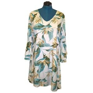 Pinapples Boutique Birds Of Paradise Women XL Ruffled Sleeve Lima Hawaiian Dress